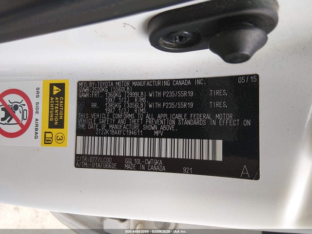 Aukcja sprzedaży 2015 Lexus Rx 350, vin: 2T2ZK1BAXFC194611, numer aukcji: 44563089