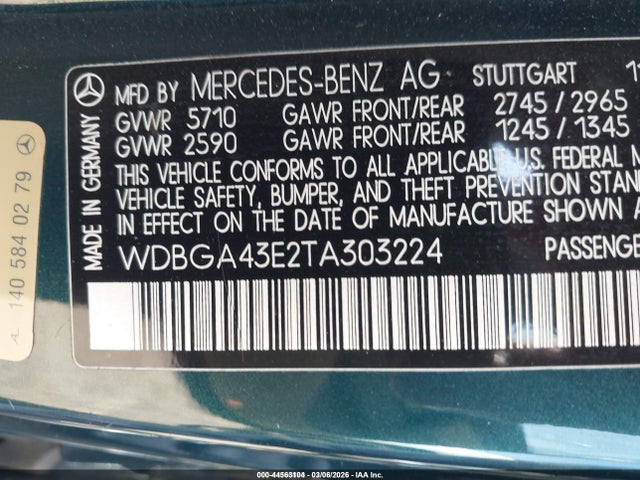 Aukcja sprzedaży 1996 Mercedes-benz S 420, vin: WDBGA43E2TA303224, numer aukcji: 44563104