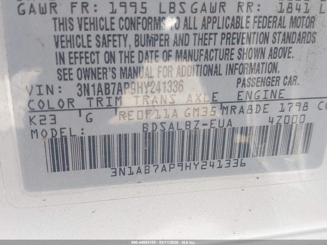 3N1AB7AP9HY241336 Nissan SENTRA S