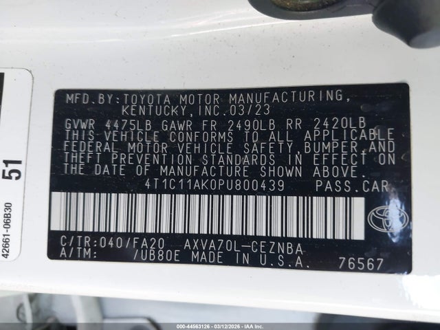 Toyota CAMRY LE 2023 4T1C11AK0PU800439 Image 9