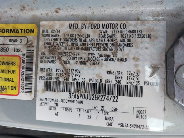 Ford Fusion Hybrid S 2014 3FA6P0UU2ER274722 Image 9