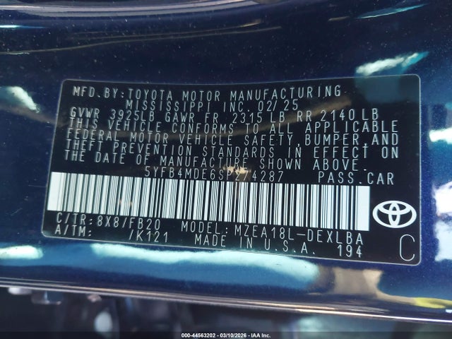 Toyota COROLLA LE 2025 5YFB4MDE6SP274287 Image 9