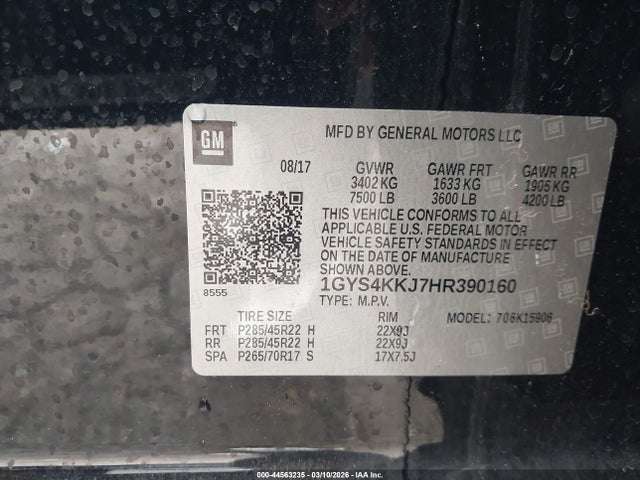 Продажа на аукционе авто 2017 Cadillac Escalade Esv Platinum, vin: 1GYS4KKJ7HR390160, номер лота: 44563235