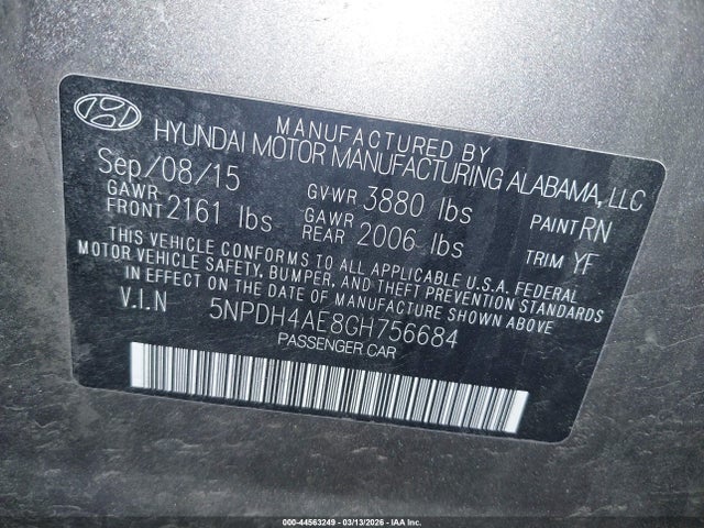 2016 HYUNDAI ELANTRA 5NPDH4AE8GH756684 Photo 8