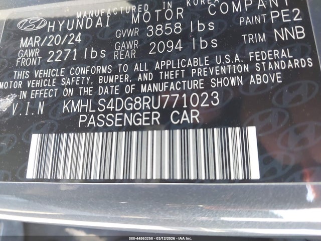 Продаж на аукціоні авто 2024 Hyundai Elantra Sel, vin: KMHLS4DG8RU771023, номер лоту: 44563258