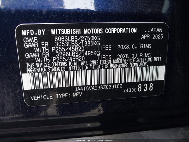 2025 MITSUBISHI OUTLANDER PHEV JA4T5VA93SZ039182 Photo 8