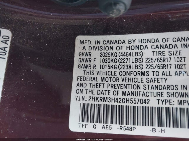 2HKRM3H42GH557042 Honda CR-V SE
