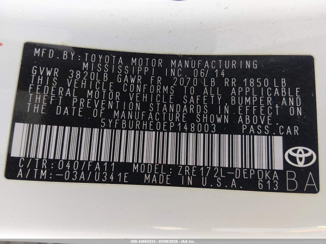 Toyota COROLLA L 2014 5YFBURHE0EP148003 Image 9