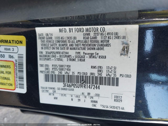 Ford Fusion Energi Titanium 2015 3FA6P0SU9FR147244 Image 9