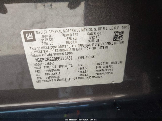 3GCPCREC9EG275432 Chevrolet Silverado 1500 1lt