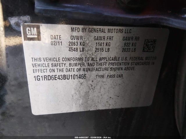 2011 CHEVROLET VOLT 1G1RD6E43BU101466 Photo 8