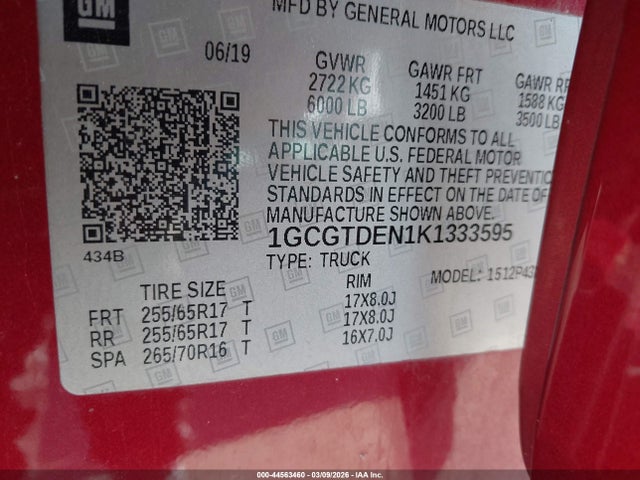 1GCGTDEN1K1333595 Chevrolet Colorado Z71