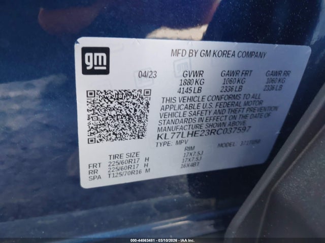 KL77LHE23RC037597 Chevrolet Trax Fwd Lt