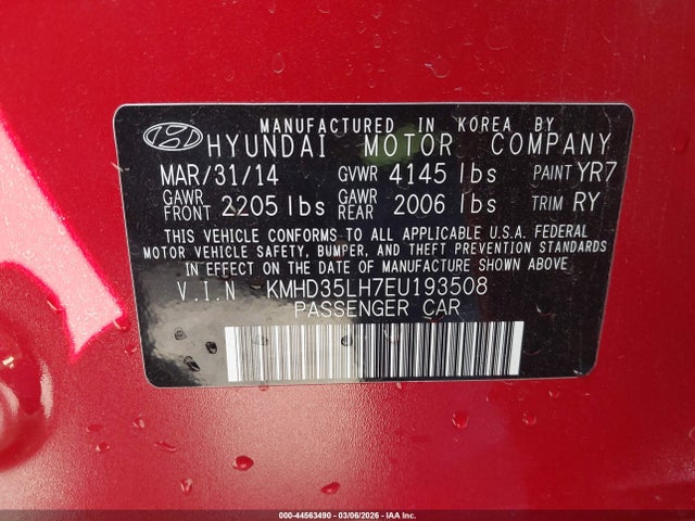 KMHD35LH7EU193508 Hyundai ELANTRA GT