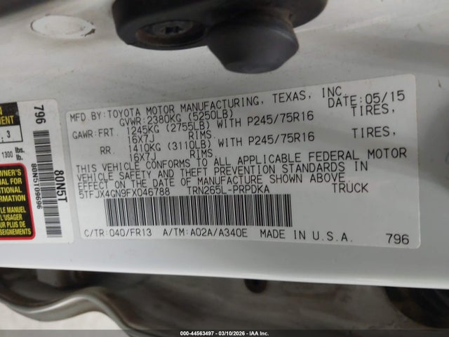 Toyota Tacoma Prerunner 2015 5TFJX4GN9FX046788 Image 9