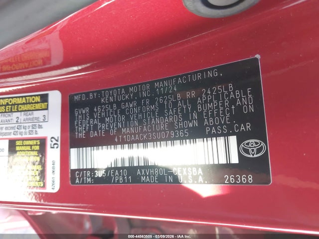 2025 TOYOTA CAMRY 4T1DAACK3SU079365 Photo 8