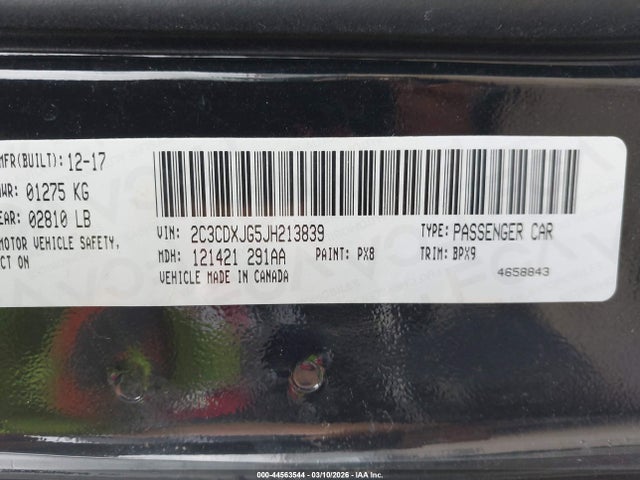 Продаж на аукціоні авто 2018 Dodge Charger Gt Awd, vin: 2C3CDXJG5JH213839, номер лоту: 44563544