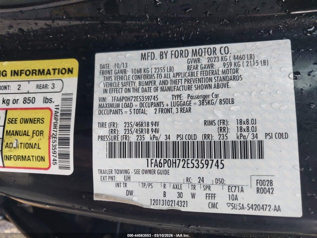 Продажа на аукционе авто 2014 Ford Fusion Se, vin: 1FA6P0H72E5359745, номер лота: 44563553