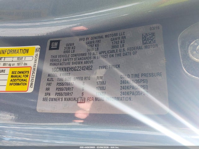1GCNKNEH5GZ242462 Chevrolet Silverado 1500 Wt