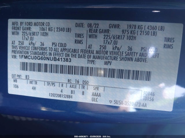 2022 FORD ESCAPE 1FMCU0G60NUB41383 Photo 8