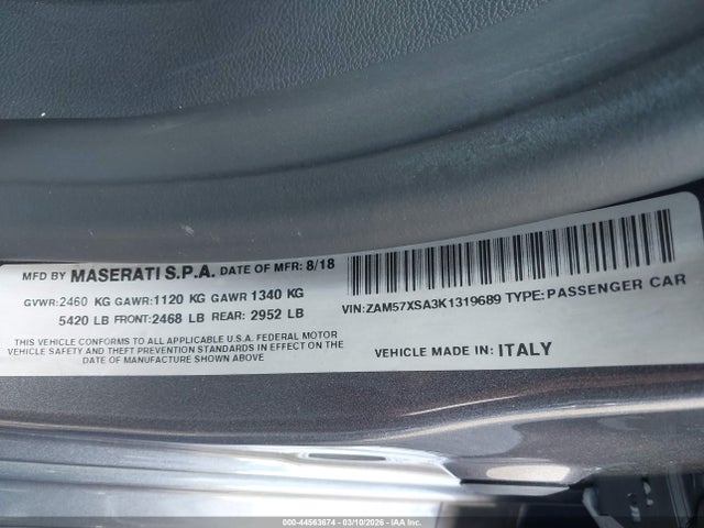ZAM57XSA3K1319689 Maserati Ghibli