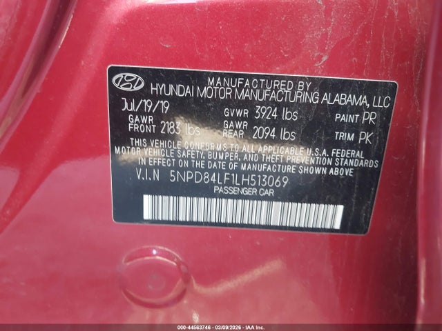 5NPD84LF1LH513069 Hyundai ELANTRA SEL