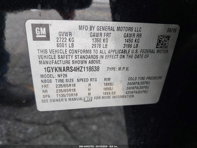 1GYKNARS4HZ118638 Cadillac Xt5 Standard