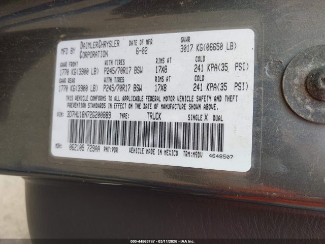 2002 DODGE RAM 1500 3D7HU18N72G200889 Photo 8