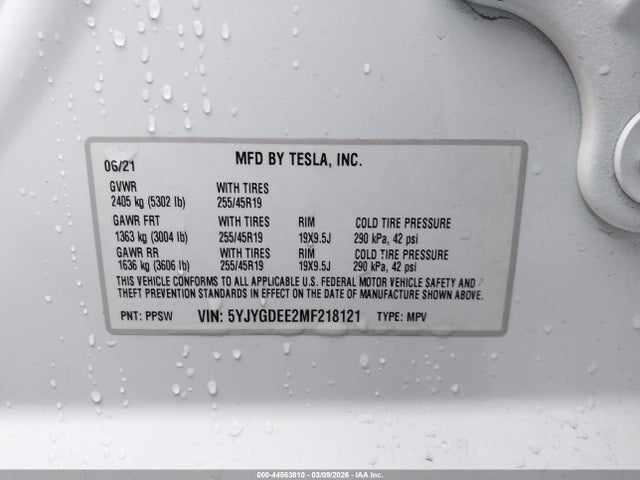 2021 TESLA MODEL Y 5YJYGDEE2MF218121 Photo 8