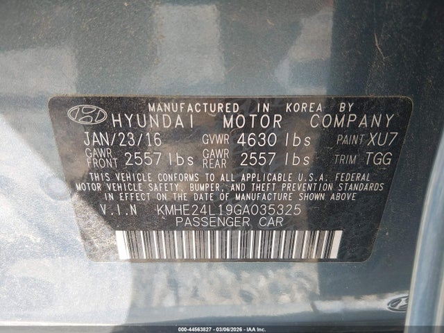 KMHE24L19GA035325 Hyundai Sonata Hybrid Se