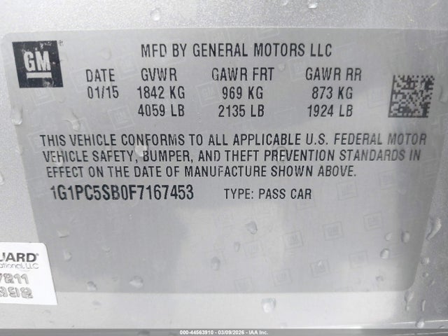 Chevrolet Cruze 1lt Auto 2015 1G1PC5SB0F7167453 Image 9