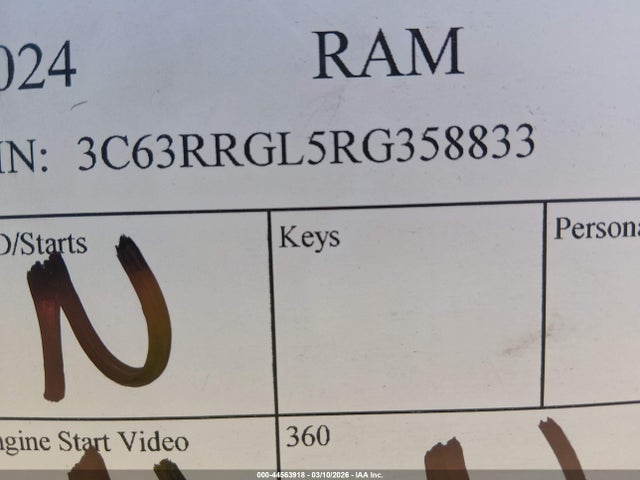 Продаж на аукціоні авто 2024 Ram 3500 Tradesman  4x4 8' Box, vin: 3C63RRGL5RG358833, номер лоту: 44563918