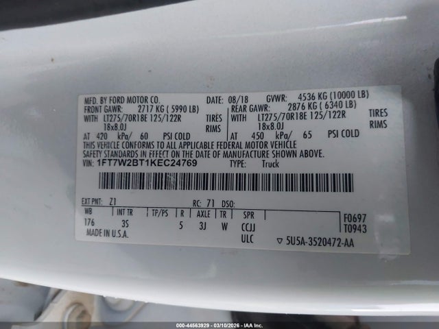 Ford F-250 Xlt 2019 1FT7W2BT1KEC24769 Image 9
