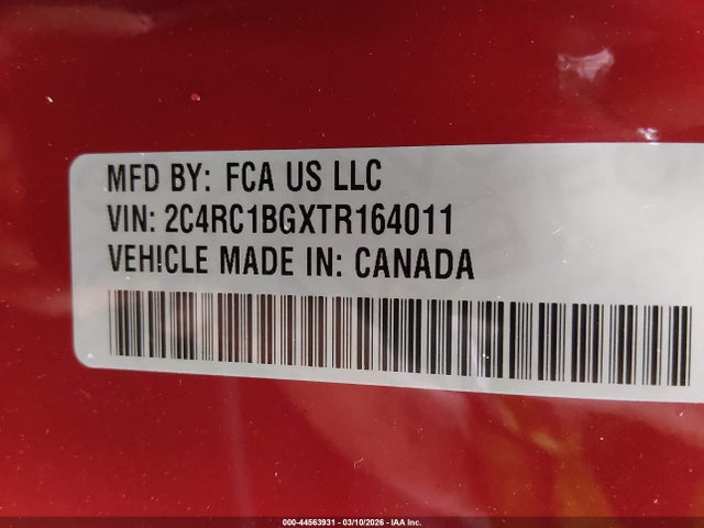 Auction sale of the 2026 Chrysler Pacifica Select, vin: 2C4RC1BGXTR164011, lot number: 44563931