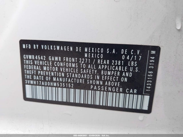 3VWH17AU0HM535152 Volkswagen Golf Alltrack Tsi S/tsi Se/tsi Sel