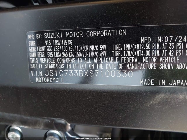 JS1C733BXS7100330 Suzuki DL650
