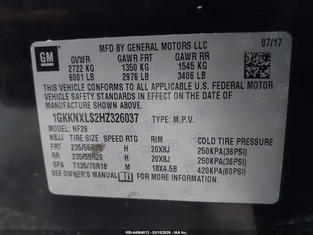 Aukcja sprzedaży 2017 Gmc Acadia Denali, vin: 1GKKNXLS2HZ326037, numer aukcji: 44564012