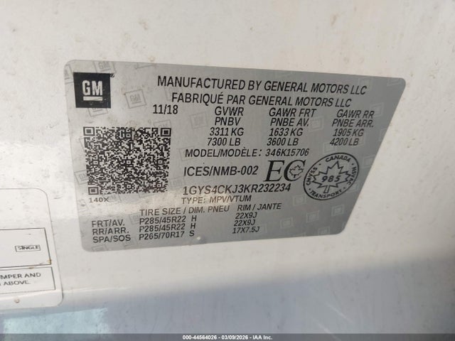 Продажа на аукционе авто 2019 Cadillac Escalade Premium Luxury, vin: 1GYS4CKJ3KR232234, номер лота: 44564026
