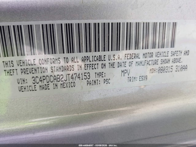 Продажа на аукционе авто 2018 Dodge Journey Se, vin: 3C4PDCAB2JT474153, номер лота: 44564057