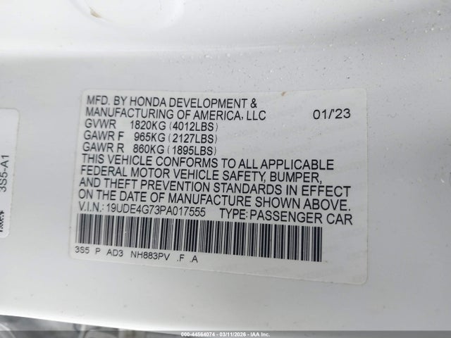 Aukcja sprzedaży 2023 Acura Integra A-spec Technology, vin: 19UDE4G73PA017555, numer aukcji: 44564074