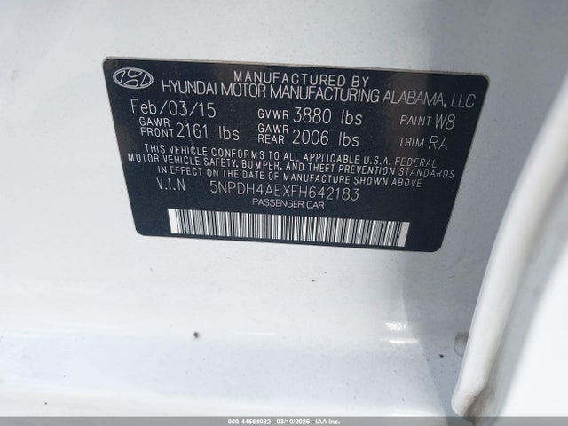 Hyundai ELANTRA SE 2015 5NPDH4AEXFH642183 Image 9