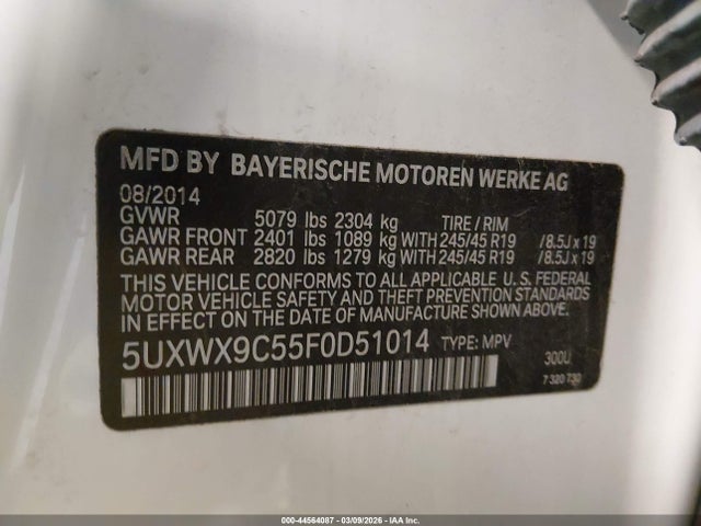 Продажа на аукционе авто 2015 Bmw X3 Xdrive28i, vin: 5UXWX9C55F0D51014, номер лота: 44564087