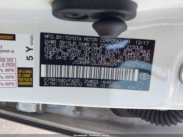 2018 TOYOTA PRIUS JTDKBRFU2J3588629 Photo 8