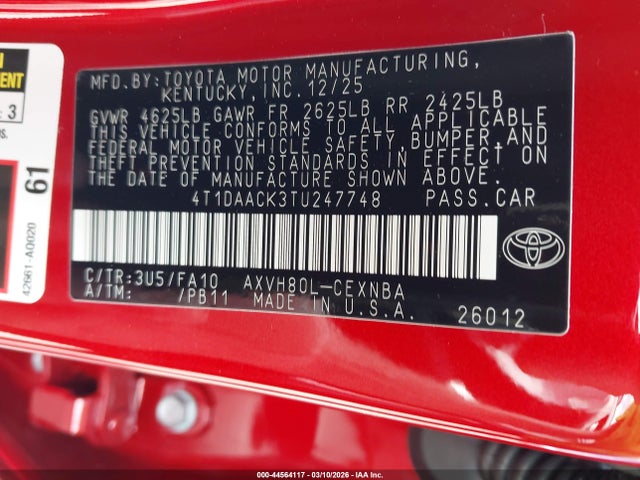 Toyota CAMRY LE 2026 4T1DAACK3TU247748 Image 9