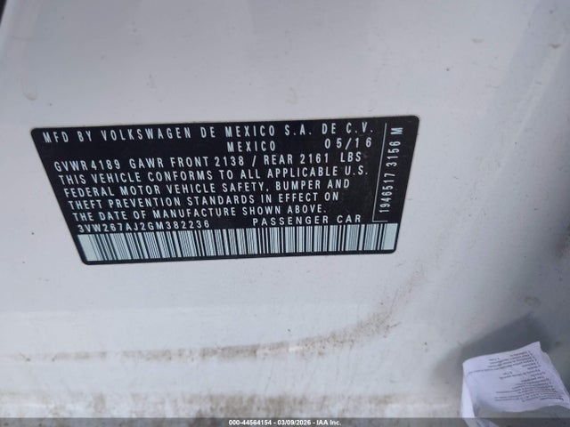 3VW267AJ2GM382236 Volkswagen Jetta 1.4t S