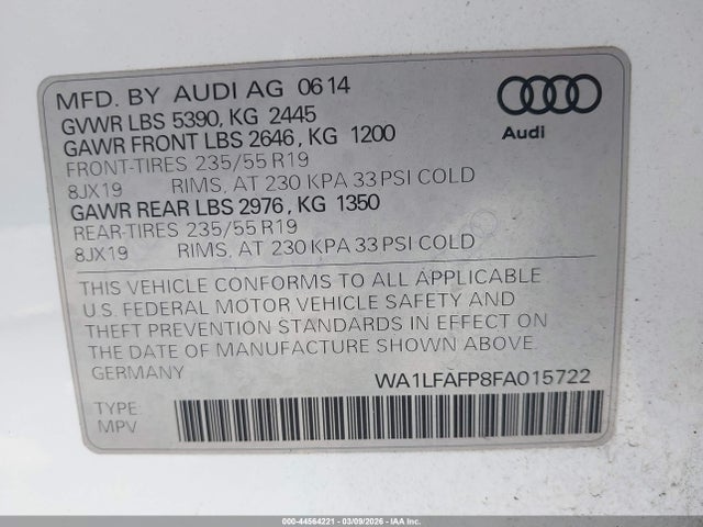 Audi Q5 2.0t Premium 2015 WA1LFAFP8FA015722 Image 9