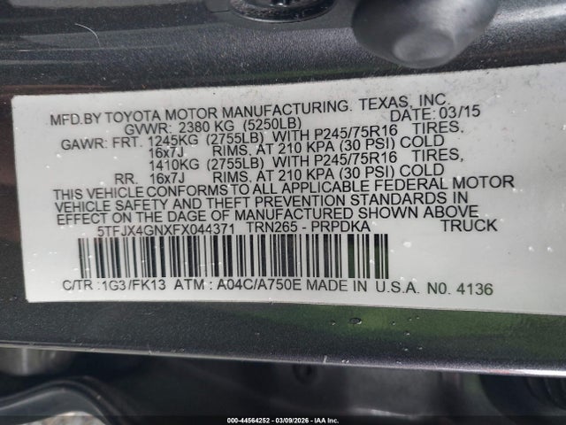 Toyota Tacoma Prerunner 2015 5TFJX4GNXFX044371 Image 9