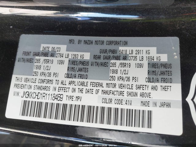 Продажа на аукционе авто 2024 Mazda Cx-90 3.3 Turbo Preferred Plus, vin: JM3KKCHD1R1118469, номер лота: 44564267