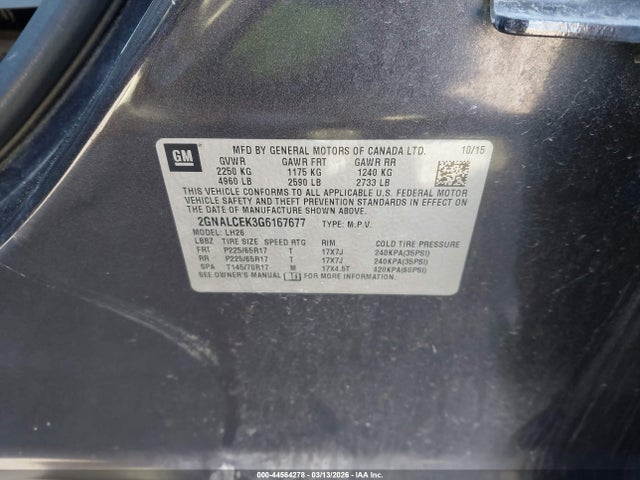 Chevrolet EQUINOX LT 2016 2GNALCEK3G6167677 Image 9