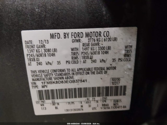 Ford EXPLORER XLT 2014 1FM5K8D83EGB37541 Image 9